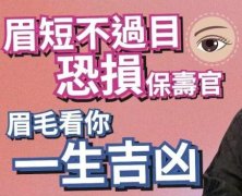 <b>眉「破」恐损保寿官！眉短不过目难有始有终？</b>