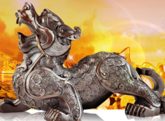 属龙带黑曜石貔貅｜黑曜石貔